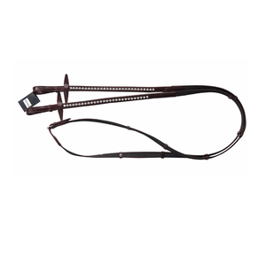 Black Leather Horse <b>Reins</b> <b>with</b> White Crystal Brass Buckle Essential Horse Care Equipment - Product Image 1
