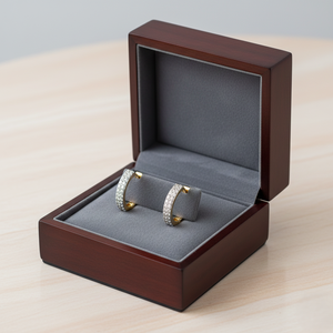 Elegantes Pendientes de Aro con Doble Línea de Cristales, Regalo de Aniversario, Joyería para Mujeres y Niñas - Product Image 4