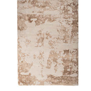 Alfombra Kavi Ivory de Lana y Seda de Bambú Anudada a Mano con Patrón Abstracto para Decoración de Sala de Estar o Pasillo, Tamaño 9x12 - Esk-431 - Product Image 4