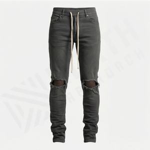 Pantalon en jean pour homme, logo personnalisé en gros, design tendance, décontracté, déchiré, troué, skinny, durable - Product Image 1