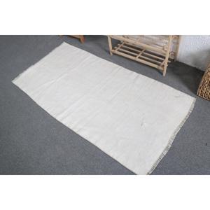 Alfombra Turca Vintage de Patchwork, 2.6x5.3 pies (80x163 cm), Lana Blanca Ecológica con Respaldo de Látex - Product Image 4