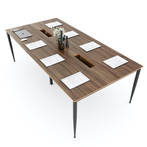 Table de réunion au design contemporain 240x120cm ovale, plateau en contreplaqué mélaminé, pieds en acier Cone II, HBCN024, mobilier de bureau - Product Image 1