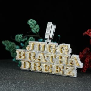 Round Brilliant Cut Moissanite Double Layer 925 Sterling Silver Three Row Wedding <b>Pendant</b> For <b>Men</b> Women by Phoenix Enterprise - Product Image 3