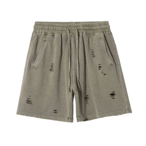 กางเกงขาสั้นผ้าฟลีซเรียบแบบดิสเทรส คุณภาพพรีเมียม ขายดี รับผลิตตามแบบ OEM พร้อมสกรีนโลโก้ สำหรับผู้ชาย - Product Image 3