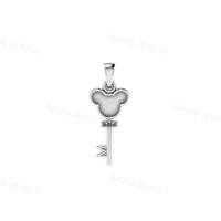 925 Sterling Silver Mickey Mouse wajah Bezel kosong, Kunci Kualitas bagus CZ pengaturan liontin 18K abu Resin kerajinan hadiah Natal
