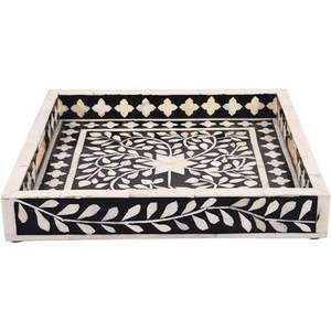 PLATEAU DE SERVICE PLATEAU DE SERVICE FAIT À LA MAIN PLATEAU DE SERVICE LUXE Os Incrustation Ramadan Petit Déjeuner Nourriture Fruits Café Thé Plateau Décoratif - Product Image 2