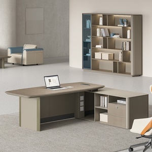 Bureau de direction moderne de luxe en bois, table de patron extensible, grand bureau informatique, mobilier de bureau professionnel facile à assembler - Product Image 2
