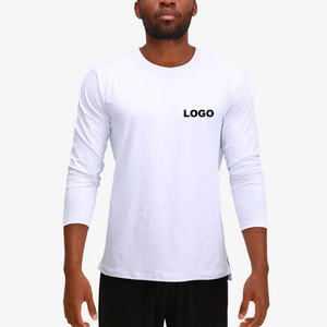 T-shirt de sport décontracté pour homme, manches longues, 100% coton, séchage rapide, coupe ajustée, couleur unie, avec poche, tricoté - Product Image 5
