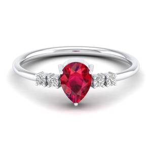 Anillo de Oro Amarillo Sólido de 14K de Lujo REYES con Gema de Rubí de Corte Pera de 0.75 Quilates y Moissanita, Joyería Certificada por GRA para Mujer - Product Image 5