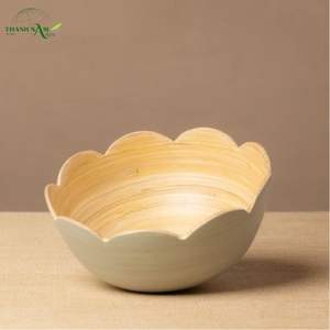 Handcrafted Customized Spun <b>Bamboo</b> <b>Bowl</b>-Eco-Friendly Disposable Party Home Use Elegant Floral Silhouette - Product Image 1