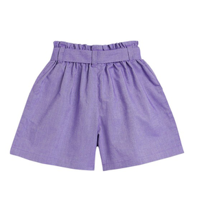 New Design Chambray <b>Shorts</b> Mid Waist Cotton for Purple&<b>Pink</b> Clothing Breathable Knitted Worested Solid - Product Image 2