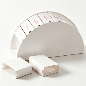 Organisateur de rangement semi-circulaire en carton blanc avec tiroirs individuels pour cosmétiques, bijoux et petits objets, boîte de rangement modulaire - Product Image 1
