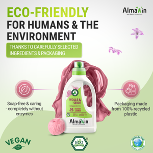 Detergente Líquido Orgánico para Ropa AlmaWin Brand Highlight, con Lana y Seda, Aroma Lavanda, 750 ml, 50 Lavados, 20-40 Grados Celsius, Suave - Product Image 3