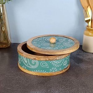 กล่องไม้สำหรับใส่จาปาตีพร้อมฝาปิด สำหรับการจัดโต๊ะอาหารที่สวยงามและมีประโยชน์ กล่องเก็บจาปาตีไม้แท้ ราคาดีที่สุด - Product Image 1