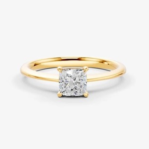 Anillo Solitario Clásico de Oro Sólido de 14K con Diamante Cultivado en Laboratorio de Corte Cojín de 0.80 Quilates EF-VVS2, Producto Genuino - Product Image 2