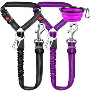 2 Trong 1 Có Thể Điều Chỉnh Đàn Hồi Bungee Kiềm Chế Dây Con Chó Xe Seat Belt Dây Xích Khai Thác đóng chặt 360 Độ Xoay Để Tựa Đầu Cho Xe - Product Image 1