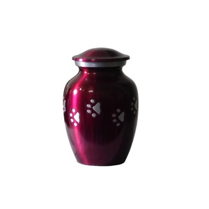 Urnas de aluminio de alta calidad para mascotas de cremación con estampado de pata y urnas funerarias de Metal con acabado de Color Rosa metálico para cenizas humanas - Product Image 1
