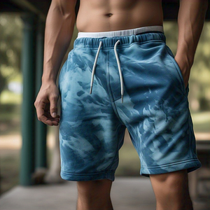 Acid Wash Printed Sweat Shorts <b>Men</b> High Drawstring <b>Waist</b> Washed Sublimation Sweat Shorts <b>Men</b> Jogging Wear Vintage Sweat Shorts - Product Image 4