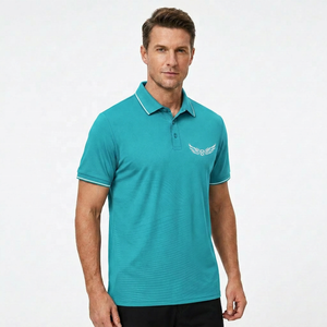 Chemise décontractée à manches courtes pour homme, bleu uni, tricotée, respirante, avec logo personnalisé, style boutonné, vente en gros - Product Image 6