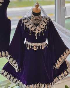 ชุดเดรส Afghan kuchi สำหรับผู้หญิงชุดปาร์ตี้งานแต่งงานประดับด้วยเลื่อมลูกไม้ของตกแต่งเอวธรรมชาติ - Product Image 3