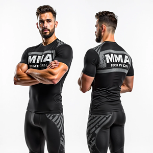 MMA y Compression Fit Rash Guard Manga completa y corta Diseño personalizado para ropa de entrenamiento kimono de jiu jitsu - Product Image 2