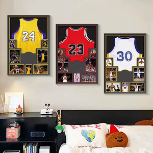 Cadre d'affichage de basket-ball avec étoiles <span class=keywords><strong>Stephen</strong></span>, toile huilée en porcelaine, art mural pour chambre d'enfant garçon, décoration de chevet - Product Image 1