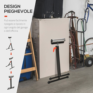 HOMCOM-Soporte de rodillo de metal ajustable en altura, diseño plegable y que ahorra espacio, 44x50x68-110 cm - Product Image 6