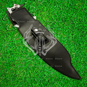Couteau Bowie en acier D2 fait main avec poignée ergonomique en corne de cerf, couteau de chasse professionnel avec étui en cuir, cadeau personnalisable - Product Image 5