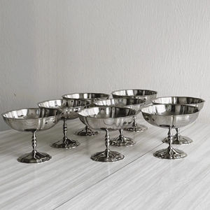 Juego de Tazones para Servir con Pedestal Plateado de Primera Calidad, Perfecto para Eventos de Buffet, Catering y Hoteles, para Servir Postres, Procedente de la India - Product Image 1