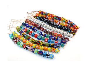Paquete de 10 Hebras de Cuentas Redondas de Vidrio Surtidas (Cristal y Lampwork) Multicolores para la Fabricación de Joyas - Product Image 1