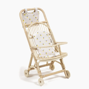 Enfant en bas âge jouets faits à la main poupée naturelle poussette enfant jouant jouet rotin compact chariot landau pour poupées - Product Image 2