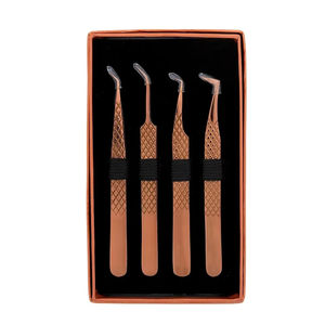 Juego de 4 Pinzas de Acero Inoxidable de Alta Calidad con Agarre de Diamante para Extensiones de Pestañas, Pinzas de Acero Japonés - Product Image 4