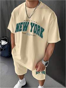 ชุดเซ็ตเสื้อยืดและกางเกงขาสั้นลำลองสำหรับผู้ชายฤดูร้อน ระบายอากาศได้ดี น้ำหนักเบา กันลม ไซส์ใหญ่ 2 ชิ้น - Product Image 3