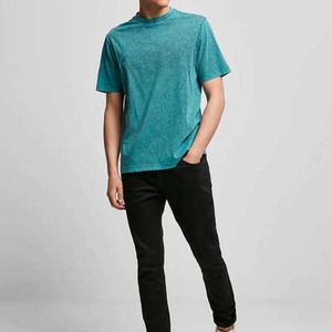 Camiseta lavada con ácido de gran tamaño con logotipo personalizado de Hip Hop de calle alta al por mayor, camiseta lavada Vintage para hombre - Product Image 6