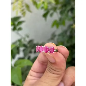 <b>Ruby</b> <b>Eternity</b> Band <b>Ring</b> 925 Sterling Silver Handmade Gemstone Band <b>Ring</b> Wholesale Jewelry Supplier - Product Image 3