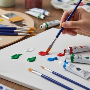 Ensemble de peinture 17 pièces, 12 peintures lavables non toxiques, 4 pinceaux, 1 palette - Product Image 3