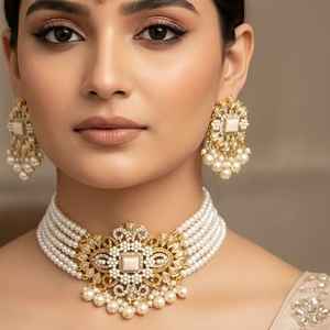 Mehndi Plating Modern CZ Stone Jewelry Elegant CZ Stone Festival Necklaces Fashion Jewelry Luxury Artificial Jewelry Export - Product Image 3
