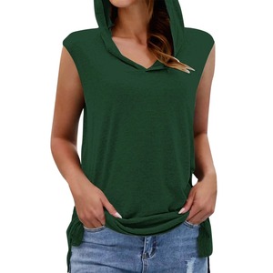 เสื้อฮู้ดแขนกุดผู้หญิงคุณภาพพรีเมี่ยมขนาด XS ที่กำหนดเองได้เหมาะสำหรับทุกโอกาสพิมพ์ผ้าเทอร์รี่สั้น - Product Image 2