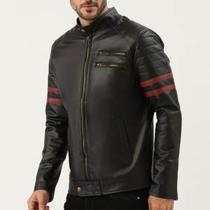 Veste en cuir pour hommes confortable et souple High Street livraison rapide taille régulière saison d'hiver veste en cuir de motard pour hommes - Product Image 2