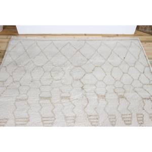 Alfombra Turca Vintage, Alfombra Grande de 5.6x8.2 pies, Alfombra de Lana Geométrica Blanca y Marrón - Product Image 4