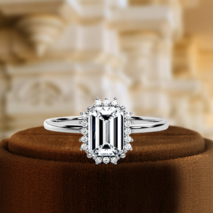 Bague de fiançailles en grappe de diamants de laboratoire taille émeraude 1CT Style classique Or 14K IGI Certifié E/VS1 Incrustation Setting Wedding Party - Product Image 5