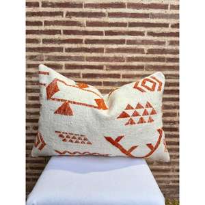 Funda de Almohada Marroquí Hecha a Mano, Funda de Cojín Tradicional Bereber, Cojín Decorativo Boho para Sofá, Almohada Decorativa de Algodón para el Hogar - Product Image 1