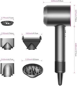 Sèche-cheveux ionique 5-en-1 avec accessoires magnétiques, moteur numérique haute vitesse, contrôle intelligent de la chaleur, multi-styler, rose/gris - Product Image 6