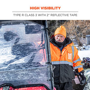 Chaquetas de invierno Hi Viz para ropa de trabajo resistente Color naranja impermeable 100% poliéster con diseño de Flash Stipes Servicio OEM - Product Image 6