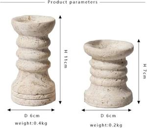 Juego de Portavelas de Piedra Travertino Ondulado, Diseño Elegante Hecho a Mano, Textura Natural Duradera para Decoración Moderna del Hogar - Product Image 5