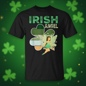 Graziosa Maglietta Promozionale con Trifoglio Irlandese e Angelo Portafortuna per la Festa di San Patrizio - Product Image 3
