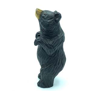 Scultura in Legno Intagliata a Mano YEEYAYA, Orso Animale Selvatico, Decorazione Zoo per Casa, Statuette da Tavolo per Arredamento Stanza, Artigianato in Legno e Bambù - Product Image 3