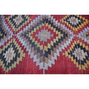 พรมแดงถักตุรกีวินเทจ4.8x11.2ft พื้นที่ขนาดใหญ่ผ้าขนสัตว์ยางเย็บปะติดปะต่อกันด้านหลังสำหรับวัยรุ่นขนาด10มม. 9x12พรมห้องโถงสี่เหลี่ยมผืนผ้า - Product Image 5