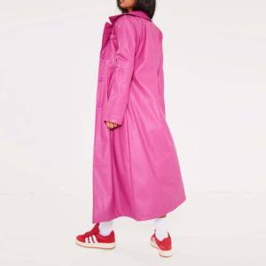 Manteau trench gothique pour femme en cuir véritable respirant, écologique, imperméable, coupe ajustée, long - Product Image 3