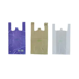 Customized Supermarket T-Shirt Bag Biodegradable Shopping Plastic Bag Grocery Shopping Bags For Export In Bulk